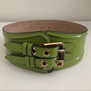 NWT Burberry Prorsum Chartreuse Green Patent Belt